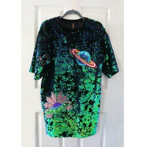 Ragyard Sequin Velvet T-shirt Dress